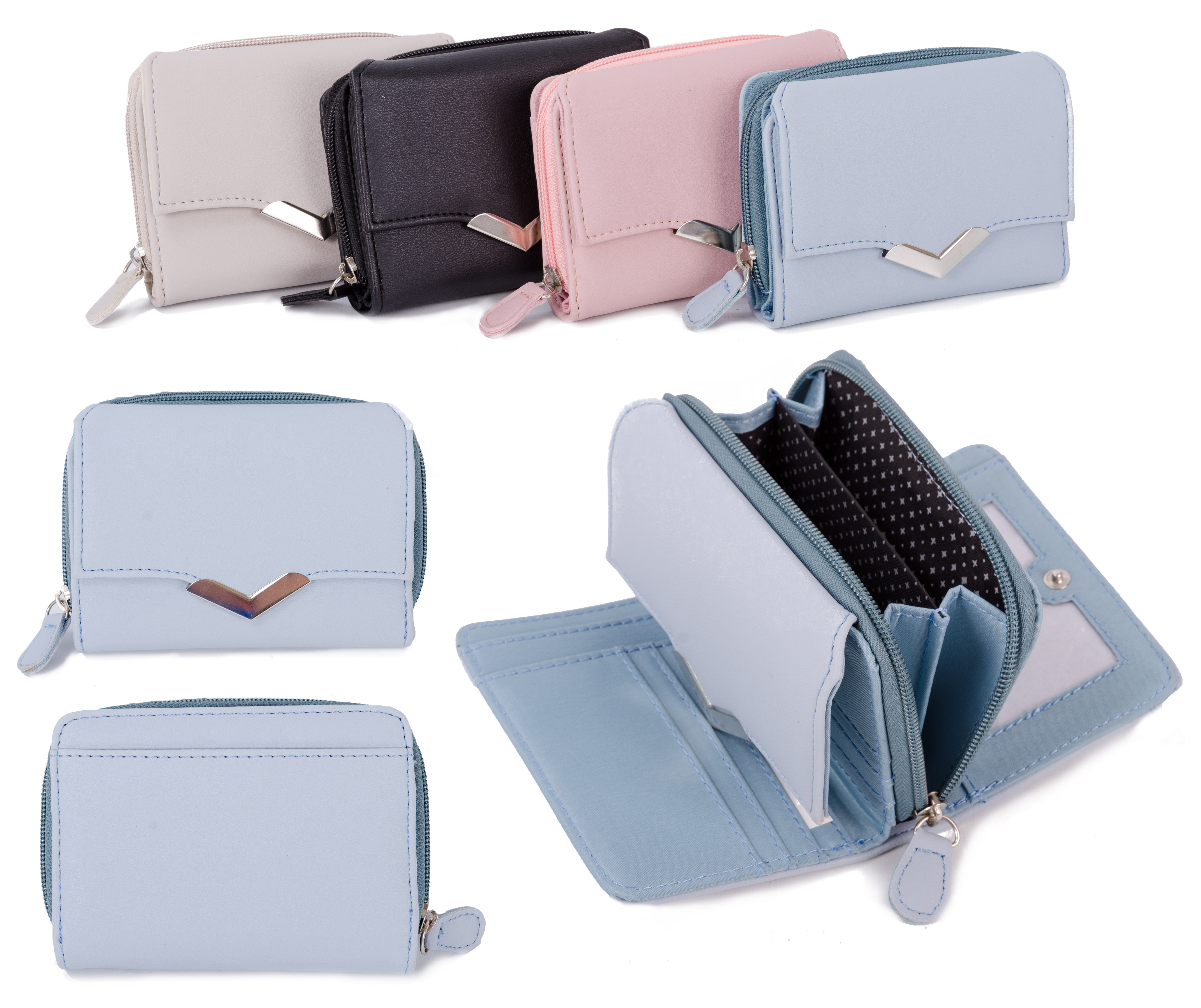 (image for) JBPS174 BLUE PU PURSE W/ 2 SECTIONS AND COIN DIVIDER